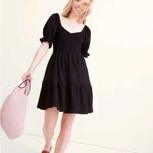 Madewell Black Smocked Mini Dress